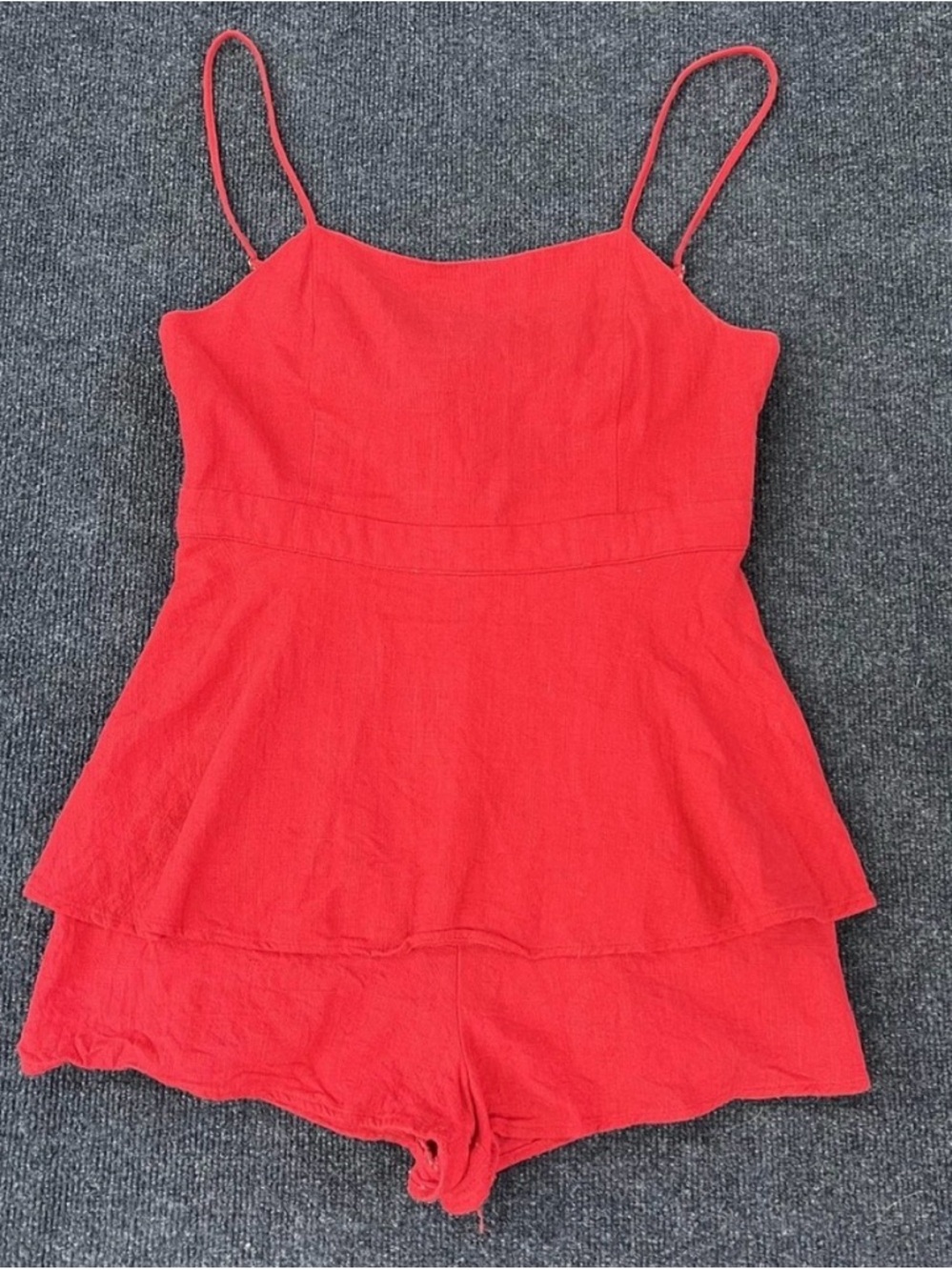 Altar’d State Red Sleeveless Tiered Romper